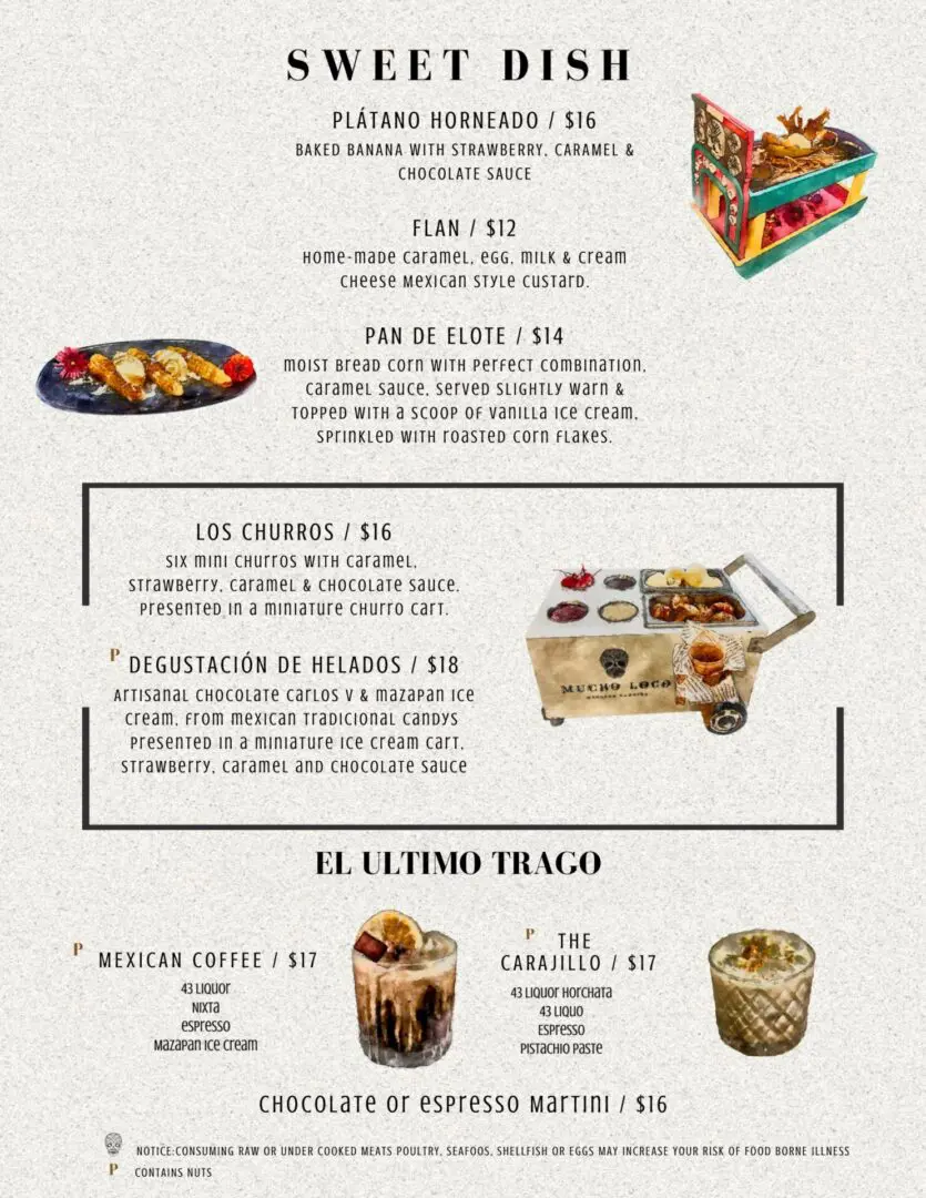 A menu of the mexican restaurant el ultimo